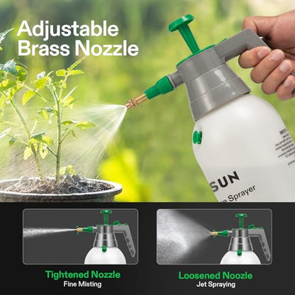 VIVOSUN Handheld Garden Sprayer, 1L Pump Sprayer, 34oz Water Spray Bottle with Safety Valve, Adjustable Nozzle, Extended Spray Rod & Additional Seals, Ideal for Watering, Fertilizing, Cleaning - size: 34 ounce