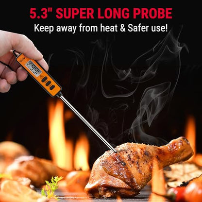 TempPro Temperature Gun, Infrared Thermometer Gun with Laser, Laser Thermometer Gun -58-1022 ℉, Meat Thermometer Digital with Super Long Probe, Food Thermometer for Cooking, Gift for Dad Him Husband