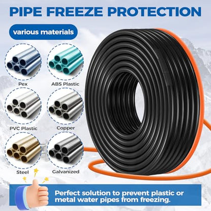 115FT（3FT-200FT） Pipe Heating Cable for Pipe Freeze Protection, Heat Cable for Water Pipes(Metal and Plastic), Pipe Heat Tape Keeps Water Flowing at -40°F 5w/ft, 120V Plumbing fixture - size: 115FT