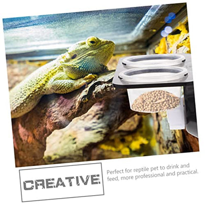 Kisangel 2-Piece Reptile Feeding Dish Set with Suction Cups Random Color Gecko Water Bowl and Food Ledge for Lizards and Other Reptiles for Terrariums