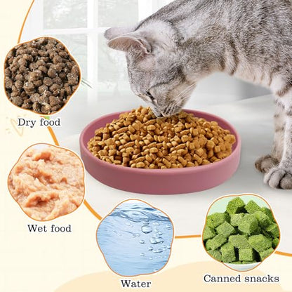 Silicone Dog Food Plate Shallow Dog Bowl Flat Cat Dish Small Puppy Plates for Small Dogs and Cats Whisker Fatigue Pet Feeding Bowls for Dry and Wet Food (Light Brown) - color: 1 Pcs - (Red)