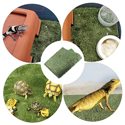 BESPORTBLE Reptile Carpet Mat for Terrarium Washable Lawn-Shaped Reusable Liner for Tortoises Bearded Dragons and Amphibians Easy to Cut and Install Moisture Protection