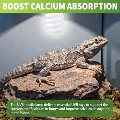 5 Pcs Uvb Reptile Light 10.0 26 W Compact Fluorescent Simulation Color Uvb Bulb for Turtle Bearded Dragon Lizard Gecko Desert Tropical Sub Tropical Reptiles