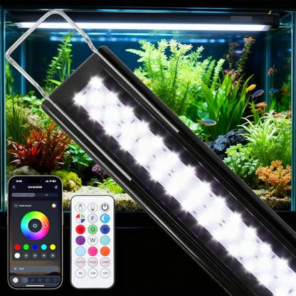 Full Spectrum Aquarium Light: Fish Tank Light with APP & Remote Timer Control for Aquatic Pet Plants Lover - Extendable Fish Tank Lights for 11-17 Inch Freshwater Saltwater Aquarium - size: 12-18inch
