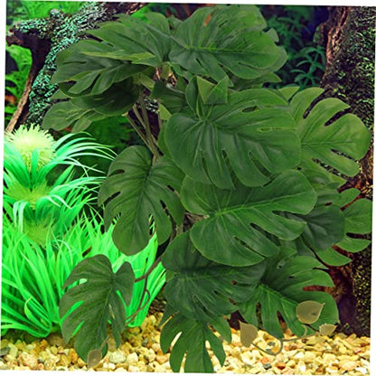 Abaodam Artificial Hanging Plant for Reptiles Suction Cups Terrarium Decor for Reptile Habitats Leafy Climbing Plant for Snakes Lizards and Amphibians
