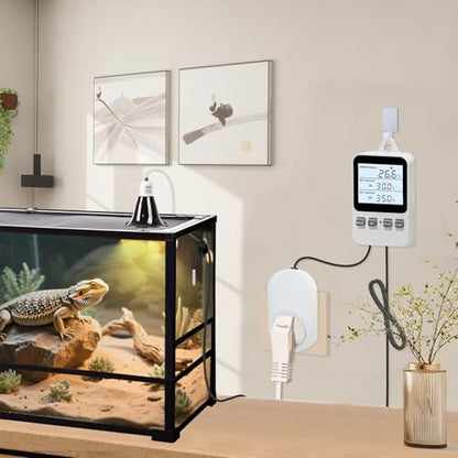 Temperature Controller Heating Cooling Mode Digital Thermostat 120V 15A Plug in Thermostat Controlled Outlet for Reptile Greenhouses Seedling Mat Incubation Terrarium