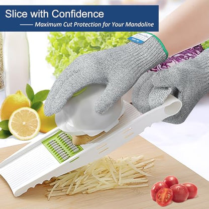 Dowellife Cut Resistant Gloves A9 Maximum Protection - Food Grade Kitchen & Chef Gloves for Food Prep, Knife Cutting, Mandoline Slicing, Butcher, Oyster Shucking, Fish Handling (Large) - color: Grey, size: Large (Pack of 1)