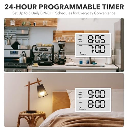 BN-LINK Digital Outlet Timer with Interval Repeat Cycle Indoor,24 Hour Programmable Outlet Timers for Electrical Outlet, Energy Saving 3 Prong Plug-in Outlet with Countdown On/Off,125V/15A/1875W
