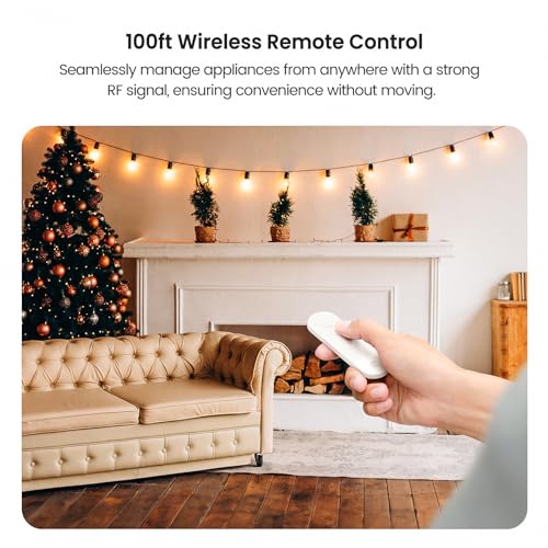 TREATLIFE 2 in 1 Dimmer Plug with Remote, No Smart Features, Wireless Remote Control Outlet, Up to 100FT Range, Plug-in Dimmer Switch for Dimmable Bulbs, String Lights, Max Power 300W