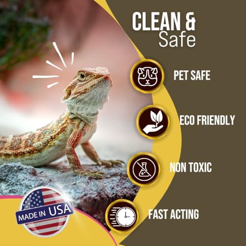 Bearded Dragon Tank Cleaner – 32oz No-Rinse Cage & Habitat Spray – Fast Odor Eliminator & Waste Remover – Pet Safe, Non-Toxic Formula – Easy Terrarium Cleaning – Made in USA