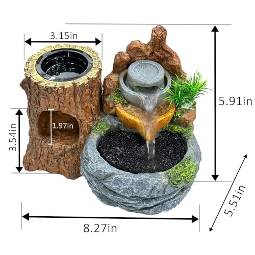 PurifyLogix 3 in 1 Reptile Water Fountain with Food Dish & Hideout, 550ML Reptile Waterfall Drinking Fountain, Reptile Water Dispenser for Bearded Dragon, Gecko, Lizard, Chameleon, Natural Resin