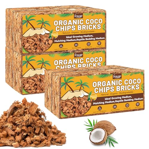 Legigo 6 Pack Coco Coir Chips for Plants- 6.6 LB 100% Organic Coconut Chips Brick Potting Mix with Low EC & PH Balance, Coconut Husk Substrate Coco Husk Mulch for Garden, Planting, Orchid and Soil Mix - color: 6 Pack