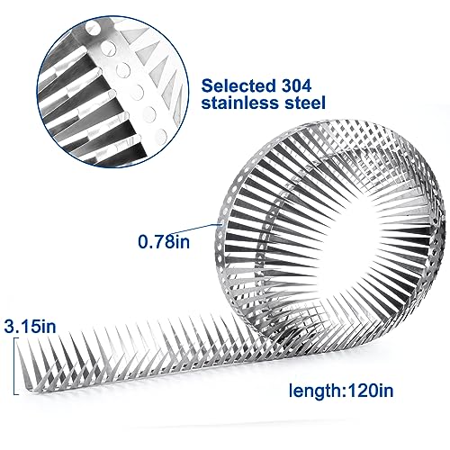 Bird Spikes - Stainless Steel Fence Spikes for Pigeons, Raccoons, Snakes - Deterrent Defender (120inch) - style: 120inch