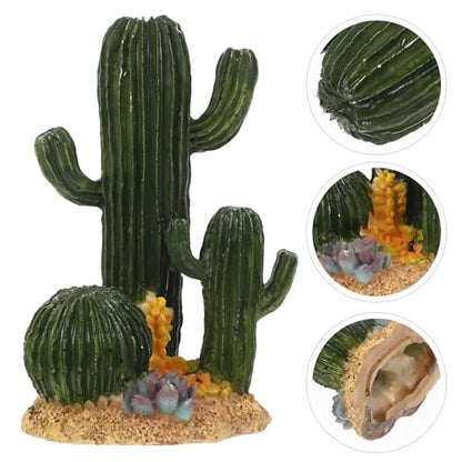 VICASKY Artificial Cactus Terrarium Plants Reptile Decorations Resin Desert Landscape Ornament for Snake Tank and Turtle Habitat Accessories
