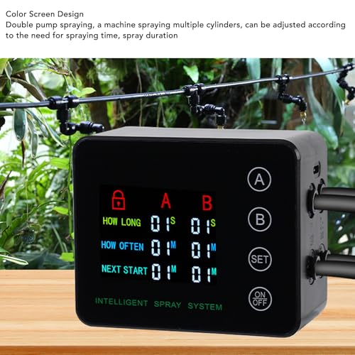 Reptile Humidifiers Smart Misting System,Reptile Humidifier Double Pump with Color Screen, Mister Automatic with Timer for Aquarium