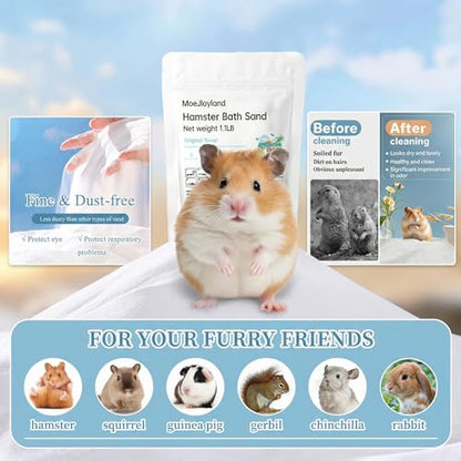 Hamster Sand Bath - Whit Fine Sand Hamster Bedding Reptile Silica Sand Gerbil Hideout for Hamster Chinchillas Gerbil Small Animals Small Pets (White, 1.1 lb + M Hamster Bathtub + Scoop) - color: White, size: 1.1 lb + M Hamster Bathtub + Scoop