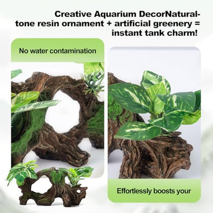 8 Pcs Driftwood Cave Aquarium Decor Decor Silk Aquarium Plants Leaves are Soft and Safe for Aquarium Decoration and Fish Tank Decoration