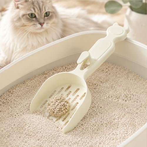 Poop Scooper Cat Litter, Plastic Cat Box Scooper Cute Litterbox Scoop Litter Cleaner Sifter for Cats Kitty Dog Rabbit Hamster, Quickly Filter Litters Lumps