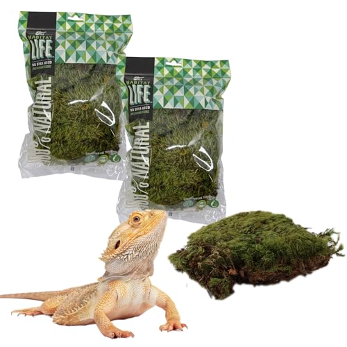 The Habitat Life - Natural Mood Moss - for Reptiles, Amphibians & Invertebrates Terrariums - Moisture-Retaining - Humidity Control - Soft Bedding - Dye-Free & Safe - Small - 2 Pack - size: Small (2-Pack), style: Mood Moss