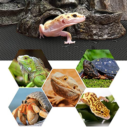Vodolo Bearded Dragon Tank Accessories, Reptile Terrarium Carpet Substrate for Leopard Gecko, Lizard, Iguana, Snake, Tortoise, Non-Adhesive Reptile Habitat Bedding(Black 118inch) - size: 118inch