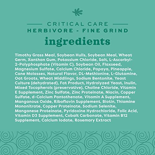 Oxbow Critical Care Herbivore, Fine Grind, Emergency Rabbit & Guinea Pig Food, Made with Timothy Hay, Natural Papaya Flavor, Assist Feeding Formula for Pets, 100 gram bag - size: 3.53 Ounce (Pack of 1)