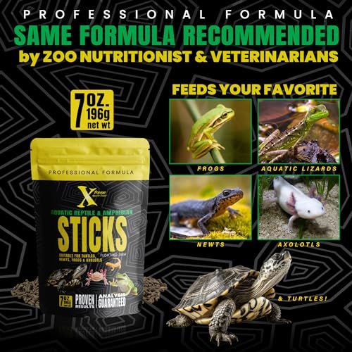 Xtreme Reptile 3mm Floating Sticks - Balanced Diet for Turtles, Newts, Frogs & Axolotls - Promotes Shell & Body Health, Zoo-Recommended Food Formula - USA Farm Grown (7 oz) - size: 7 Ounce (Pack of 1)