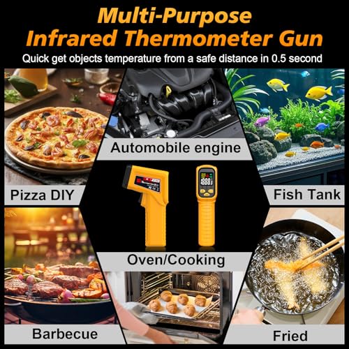 FKM Rechargeable Infrared Thermometer Gun,13-Point Laser Non-Contact Laser Thermometer Gun,High Precision,-58°F~1472°F,Digital IR Temperature Gun for Cooking,Griddle,Oven,HVAC,Automotive,Industrial - style: -58°F~1472°F (-50°C~800°C)