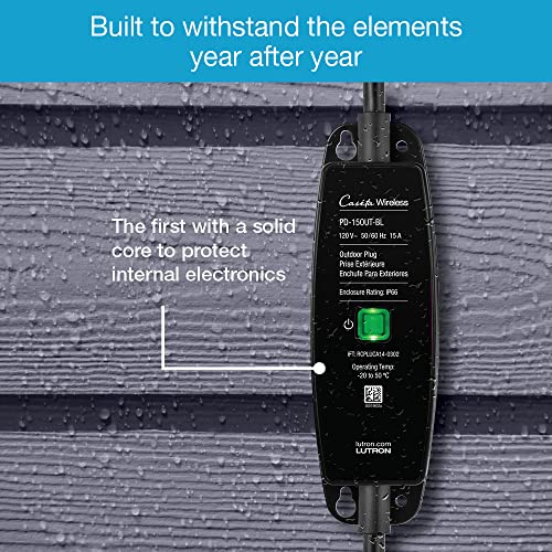 Lutron Caseta Outdoor Smart Plug Weatherproof+ and Pico Smart Remote, for Landscape and String Lighting, P-PKG1OUT-BL, Black - style: Outdoor Smart Plug and Pico Smart Remote