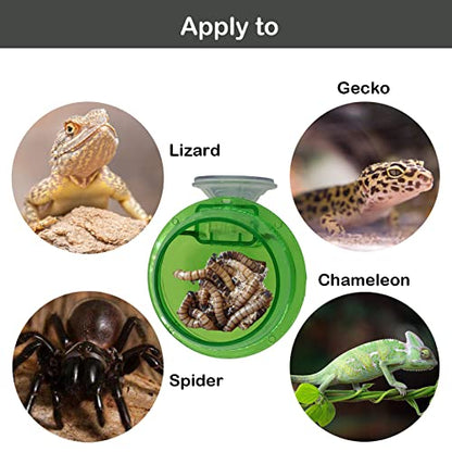 Chameleon Feeding Bowl with Suction Cup,Reptiles Feeder Water Bowls Anti-Escape Worm Live Fodder Translucent Container Ledge Dish Supplies for Lizard Bearded Dragon Gecko Snake(4Pcs)