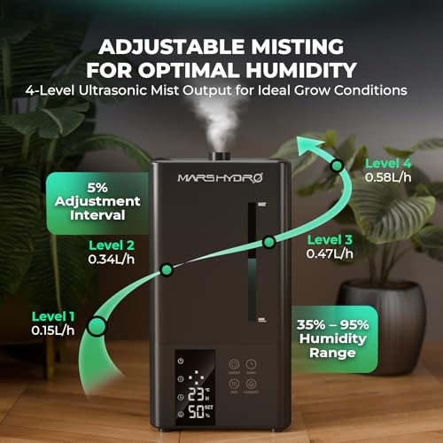 MARS HYDRO 2026 New Plant Humidifier 6L,with Adjustable Humidity,Timer Function,Ultrasonic Precise and Silent Operation,No-Leak Seal for Grow Tent,Indoor Planting,Greenhouse - size: 6L