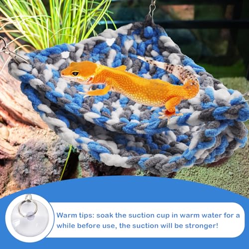 kathson Bearded Dragon Hammock Soft Double-Layered Reptile Hammocks Swing Hanging Bed with Suction Cups Hooks Tank Accessories Hammocks for Small Lizard Leopard Gecko Chameleon(Triangular) - color: Blue