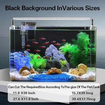 Fish Tank Aquarium Background - Black, Electrostatic Adhesion, Glue-Free, Easy Installation, Traceless Removal, Size 19.6 X 59 Inch - size: 19.6 X 59 Inch