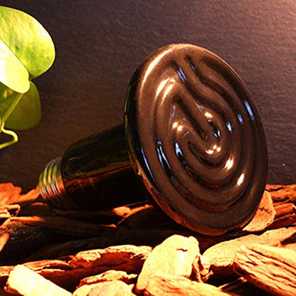 Reptile Heating Lamp Bulb 2pcs Amphibian Ceramic Infrared Heat Lamp Emitter with no Light for Brooder Chicken Coop, Hedgehog, Iguana Lizard Bearded Dragon Turtle Snake(Black, 75W)