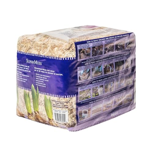 SuperMoss (22325) Orchid Sphagnum Moss Dried, Natural, 1 Pound Mini Bale - size: 1.1 lbs, style: Mini Bale