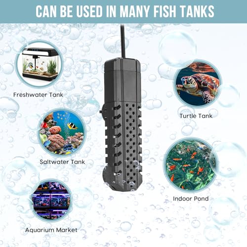 Aquarium Heater 200W, Fish Tank Heater with High-Temperature Protection and Turtle Tank Heater with Automatic Power-Off When Leaving Seawater or Freshwater. - size: 200W