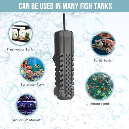Aquarium Heater 200W, Fish Tank Heater with High-Temperature Protection and Turtle Tank Heater with Automatic Power-Off When Leaving Seawater or Freshwater. - size: 200W