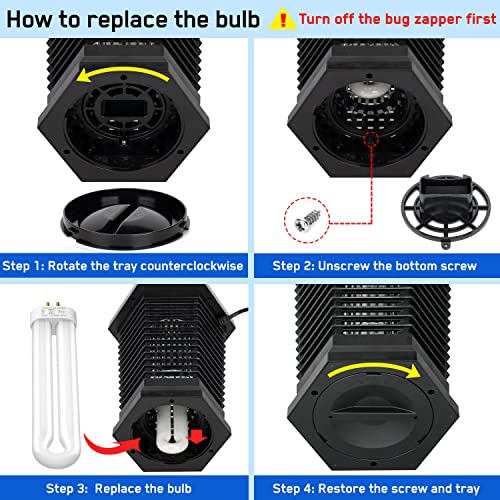 GOOTOP Replacement Bulb for Zap T6 Pro, K15, T9,X3 Bug Zapper, 15W, 4-Pin Base, U-Tube Bulb Twin Tube Bulb - size: 1 pcs