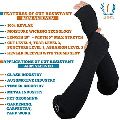 Cut Heat Bite Resistant Arm Sleeves –EN388 Certified Arm Protection Sleeve for Welding, Cooking, Cat & Dog Handling - color: Thumb Hole 18-inches