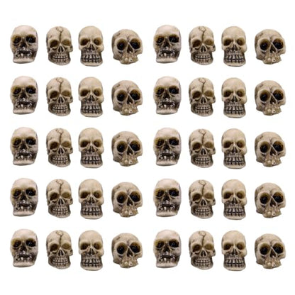 40 Pcs Halloween Mini Skulls Miniature Skeleton Heads Decoration, Tiny Resin Skulls Heads Figurine for Halloween Decoration Crafts Party Favor