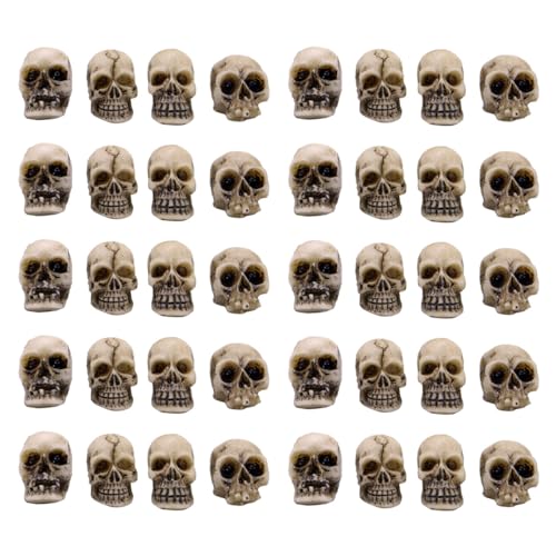 40 Pcs Halloween Mini Skulls Miniature Skeleton Heads Decoration, Tiny Resin Skulls Heads Figurine for Halloween Decoration Crafts Party Favor