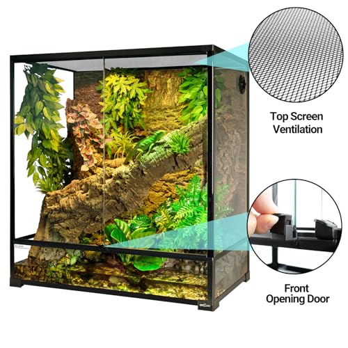 REPTI ZOO Large Tall Glass Reptile Tank 36"x18"x36", 100 Gallon Vertical Reptile Terrarium with Mesh for Chameleon Arboreal Lizard Frog, Paludarium Vivarium Tank