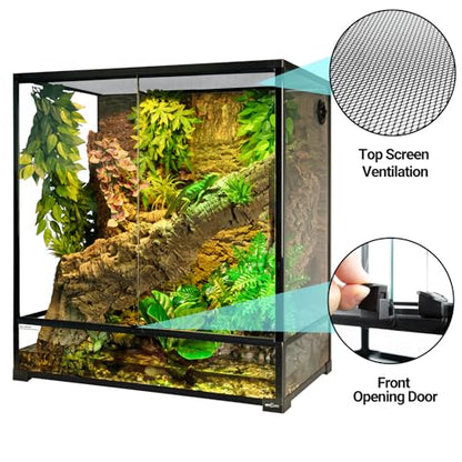 REPTI ZOO Large Tall Glass Reptile Tank 36"x18"x36", 100 Gallon Vertical Reptile Terrarium with Mesh for Chameleon Arboreal Lizard Frog, Paludarium Vivarium Tank