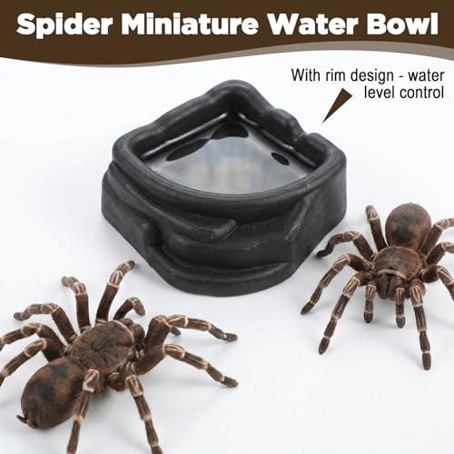 6 Pcs Spider Micro Water Bowls, Tarantula Enclosure Accessories, Mini Resin Dish for Tarantula, Spider, Millipede and Tiny Reptiles, Small Reptile Food Dish Bowl (1.65" D, 0.59" H)