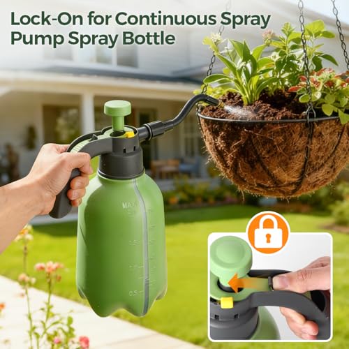 T4U 1/2 Gallon Pump Sprayer with Flexible Adjustable Nozzle, PP Hand Pump Pressure Sprayer with Built-in Measuring Cup for Home Garden Plant Care and Household Cleaning, Indoor & Outdoor Use - size: Flexible Nozzle