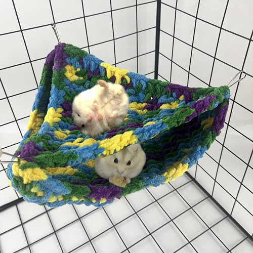 Reptile Hammock, Soft Double-Layered Bearded Dragon Hammock Swing Hanging Bed with Strong Suction Cups & Metal Hooks, Large Chameleon Lounger, Rat Bird Cage Hanging Bed,Gecko Tank Accessories