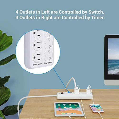 DEWENWILS 8-Outlet Power Strip with Timer+DEWENWILS 24 Hour Outlet Timer
