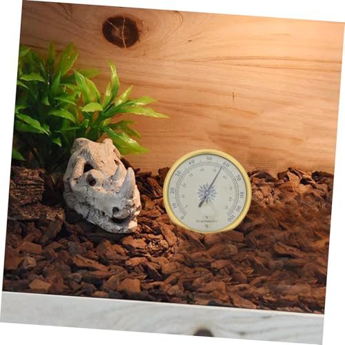 GALPADA Golden and 2% Rh Resolution with High Precision Monitoring Round Hygrometer Analog Surface Mount Humidity Gauge for, Battery-Free Stainless Steel Reptile Terrarium and Indoor Use