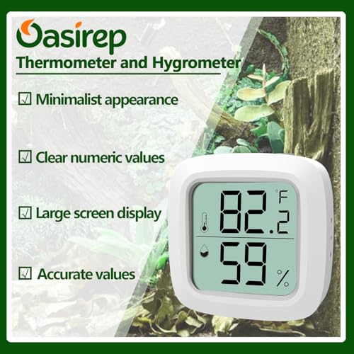 Reptile Thermometer and Hygrometer – Fast Accurate LCD Digital Temp & Humidity Meter for Bearded Dragon Tank Accessories, Lizard, Snake, Turtle, Amphibians, Small Animal Habitat - color: White - 1 Pack
