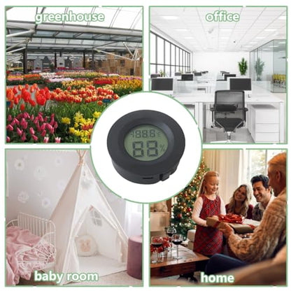 6 Pcs Mini Hygrometer Digital Thermometer Humidity Gauge Meter, Indoor Outdoor Temperature and Humidity Monitor Round (Fahrenheit(℉)/ Celsius(℃))