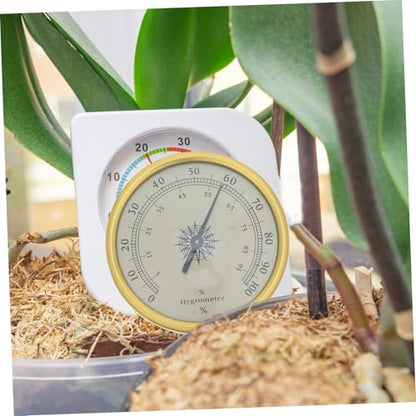 Golden Round Hygrometer 72mm Analog Humidity Gauge with Glass Face Stainless Steel High Accuracy for Terrarium and Indoor Humidity Monitoring